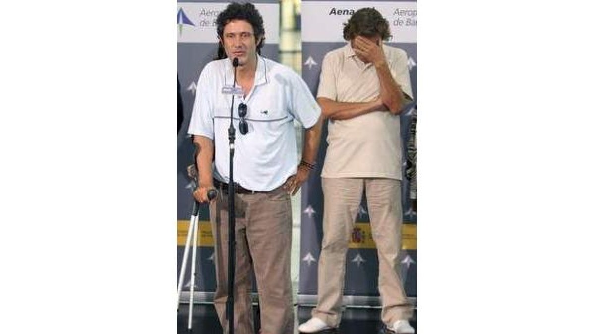 Albert Vilalta y Roque Pascual, tras su liberación.