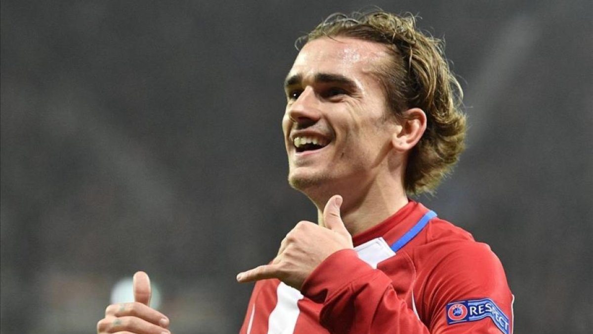 Griezmann celebra un gol en el encuentro de Champions ante el Bayer Leverkusen.