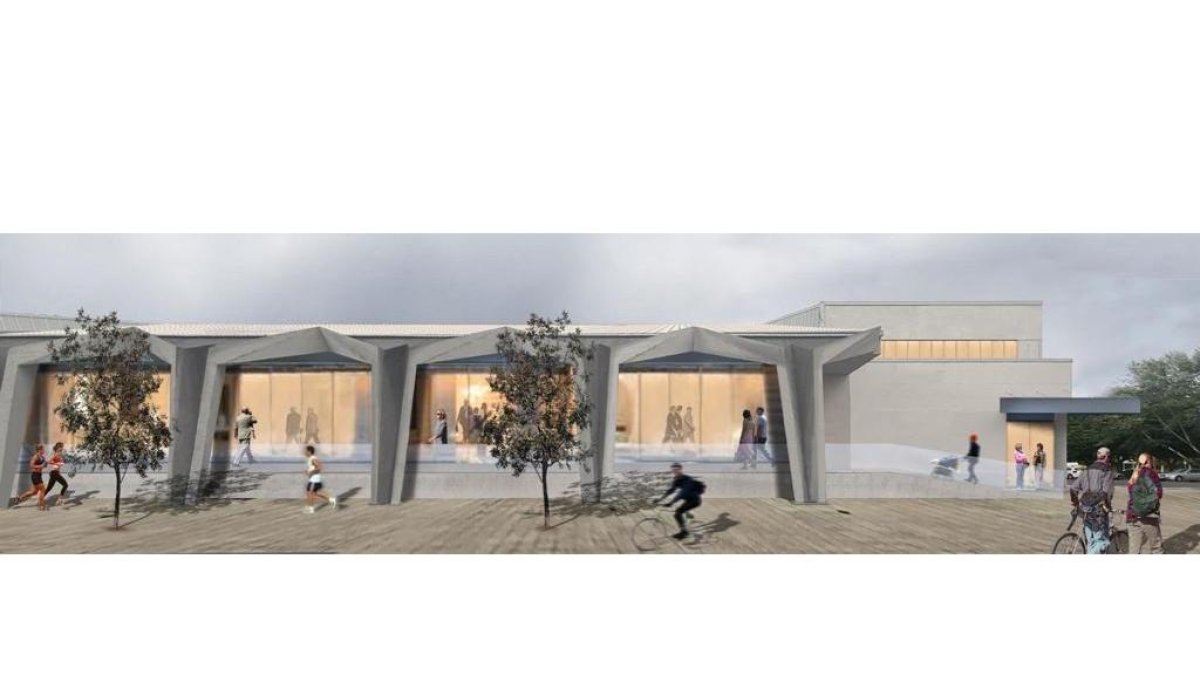 Así quedará la fachada trasera del Palacio de Deportes de León. DL