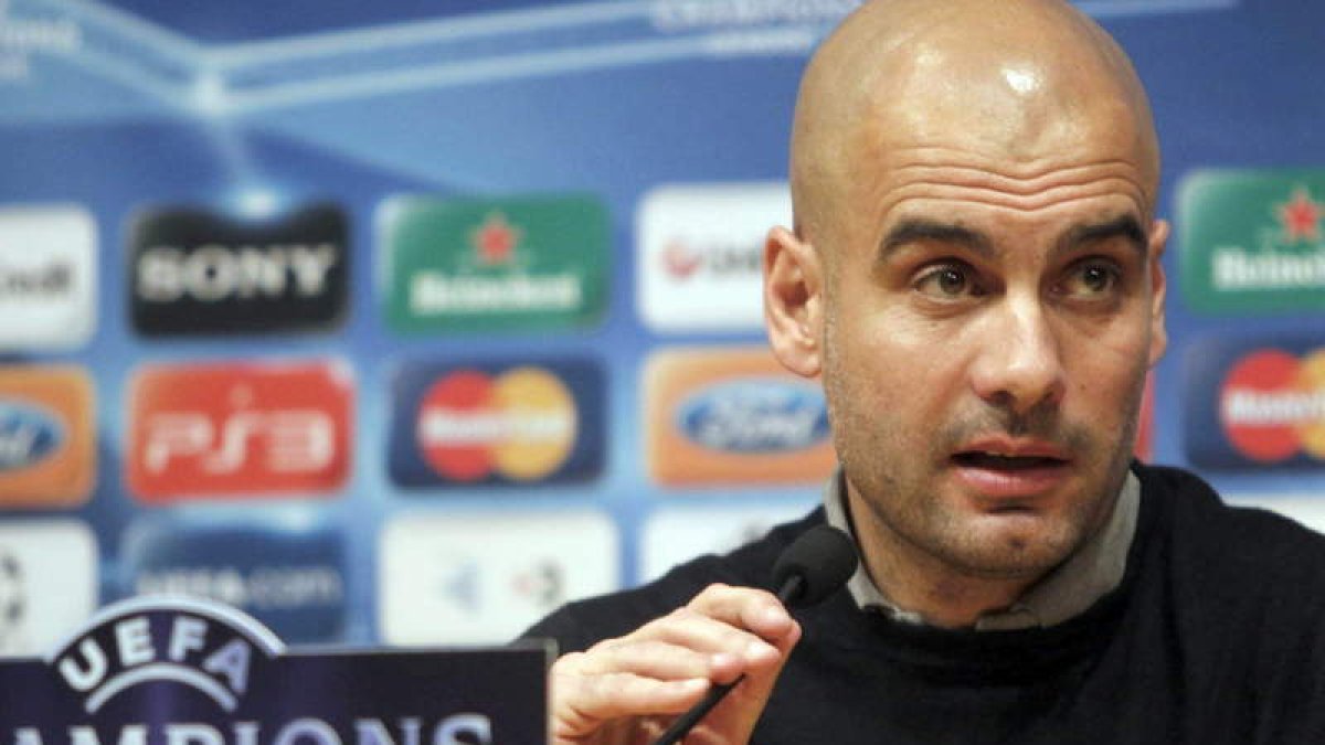 Pep Guardiola durante la rueda de prensa en la que secundó lo dicho por Toni Freixa.