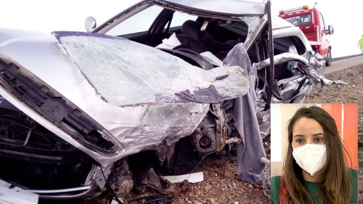Una eucaristía en Jesuitas el viernes honrará la memoria de la maestra Sara Redondo, fallecida el domingo en un tráfico accidente de tráfico. BOMBEROS DE VALLADOLID