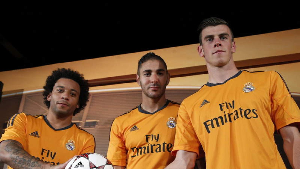 Marcelo, Benzema y Bale participaron ayer en un spot publicitario.