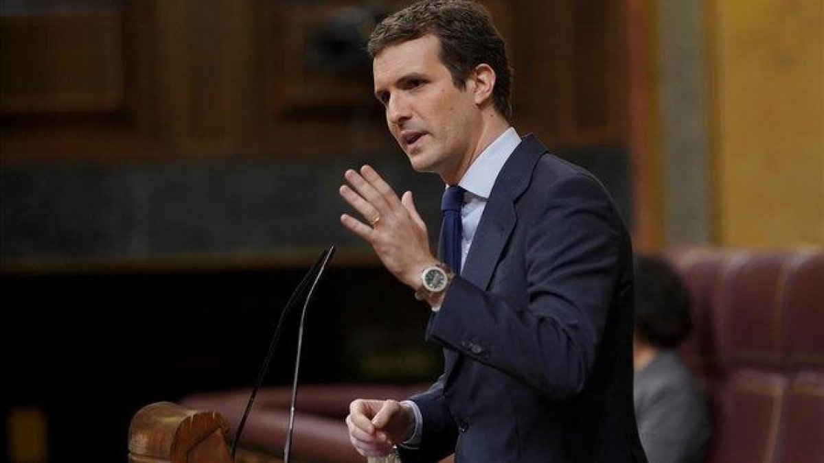 El líder del PP, Pablo Casado, en el Congreso.