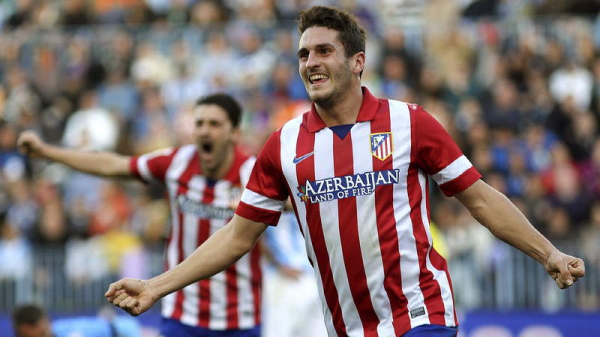 Koke celebra el gol que dio el triunfo al Atlético de Madrid sobre el Málaga.