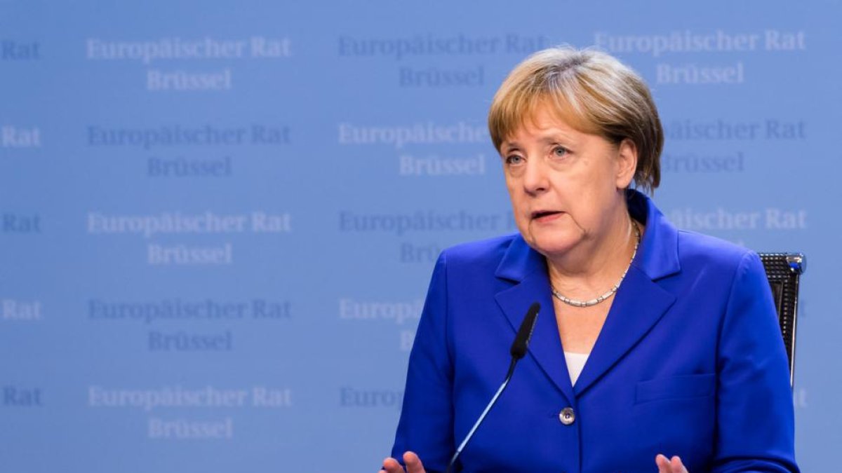 La canciller alemana, Angela Merkel, tras la cumbre de Bruselas.