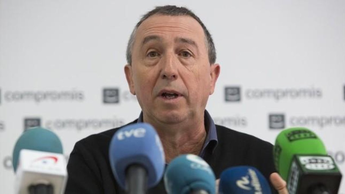 El diputado de Compromís Joan Baldoví, en la rueda de prensa que ha ofrecido este viernes.