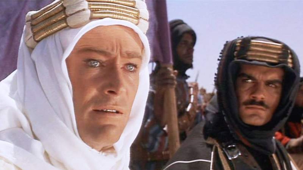 El actor Peter O’Toole en el papel inolvidable de Lawrence de Arabia.
