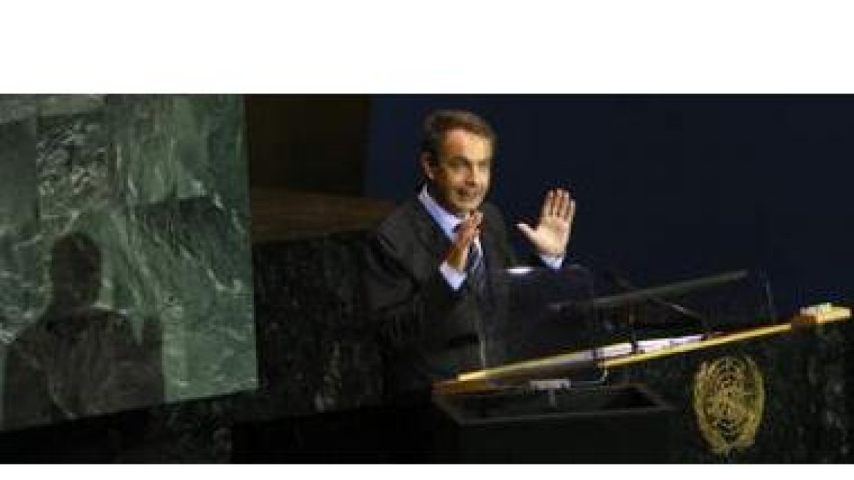 José Luis Rodríguez Zapatero, durante su intervención ante el pleno de la Asamblea General de la ONU
