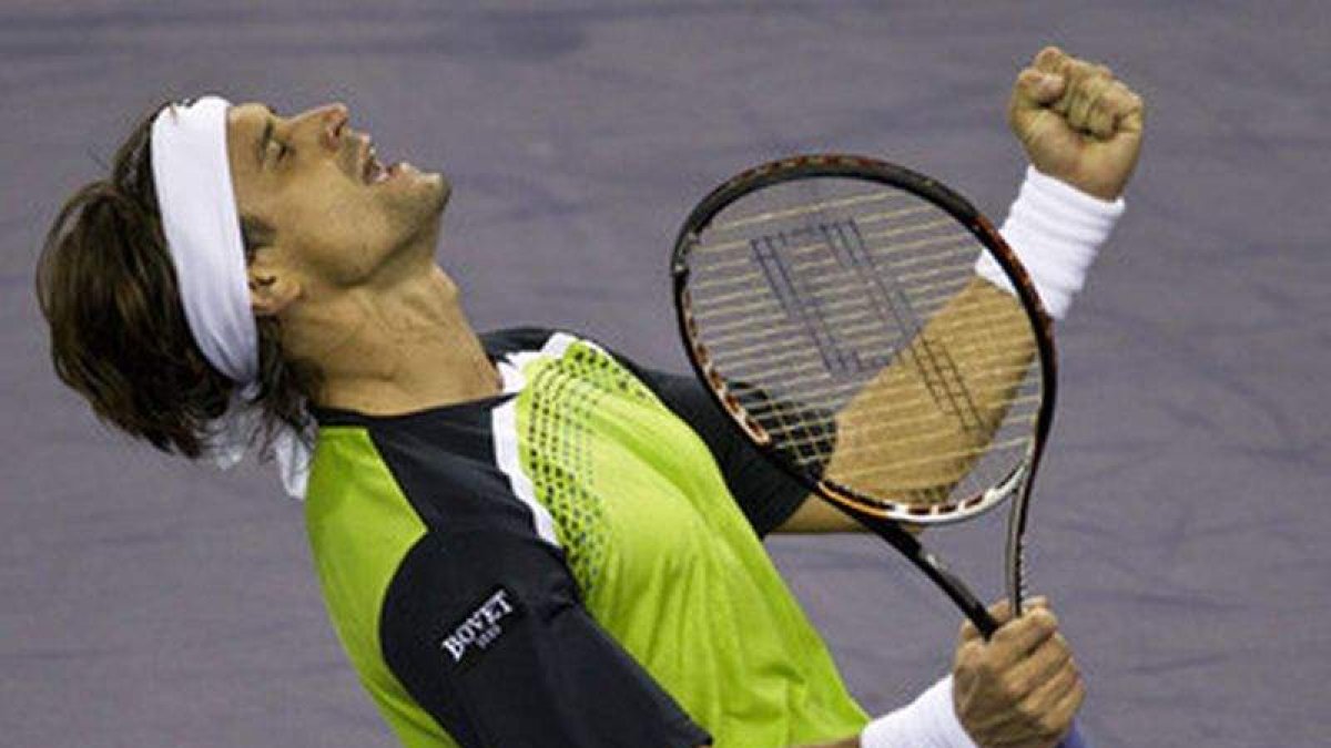 David Ferrer en el momento del triunfo.