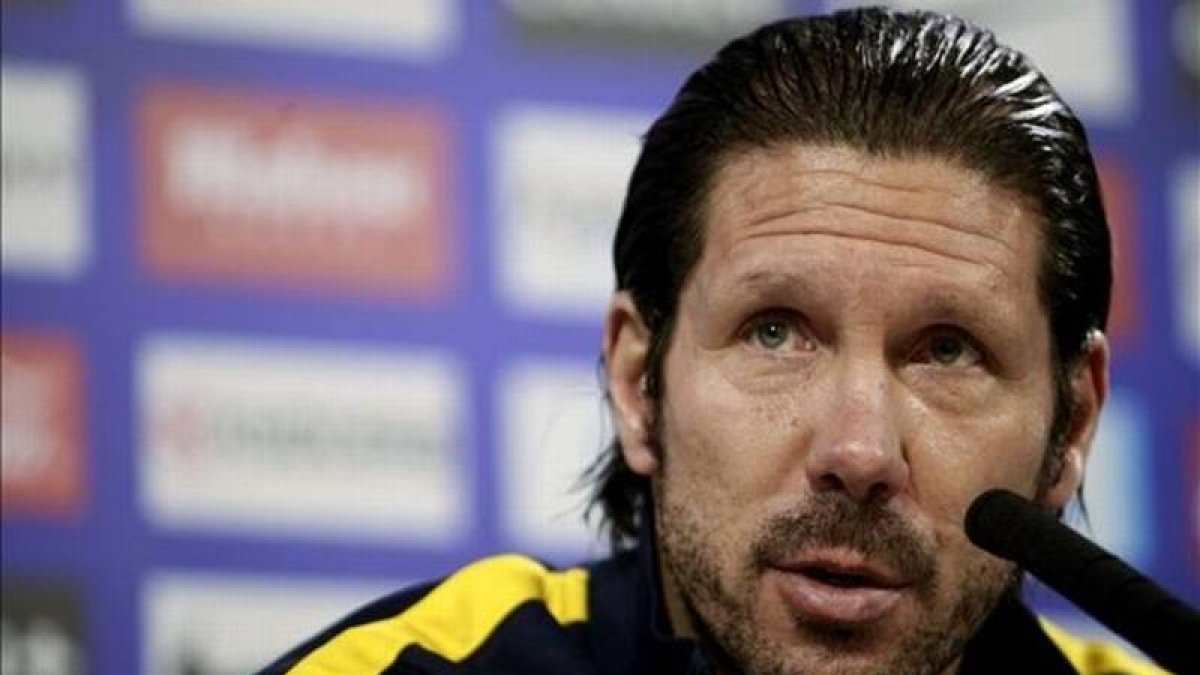 Diego Pablo Simeone, durante la rueda de prensa en la ciudad deportiva del Atlético.