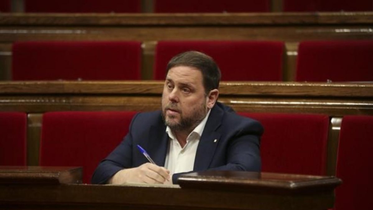 Oriol Junqueras en el Parlament.