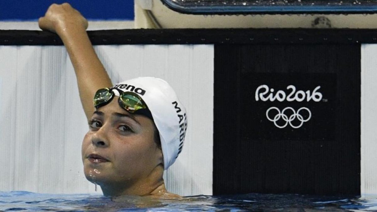 Yusra Mardini, tras participar en su serie de 100 metros mariposa.