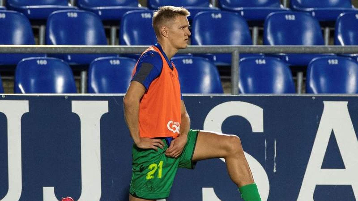 Martin Odegaard ya se ejercita con normalidad. RODRIGO JIMÉNEZ