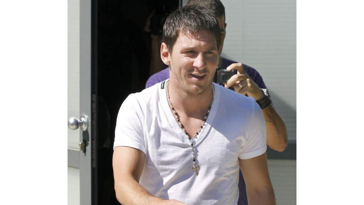 Messi, después de un entrenamiento de pretemporada.
