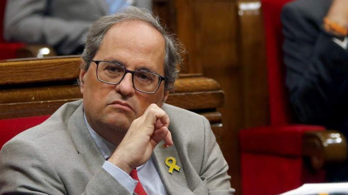El presidente de la Generalitat, Quim Torra, en el parlamento catalán. QUIQUE GARCÍA