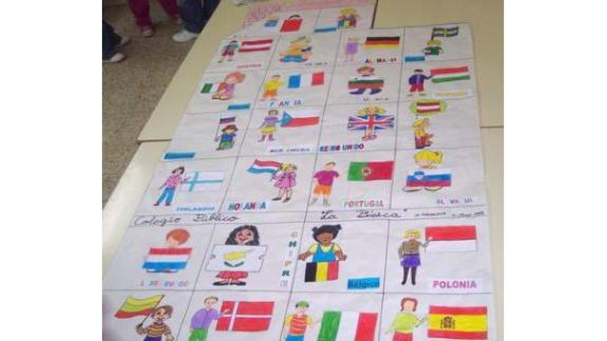 Parte del mural que confeccionaron los alumnos del C.P. La Biesca