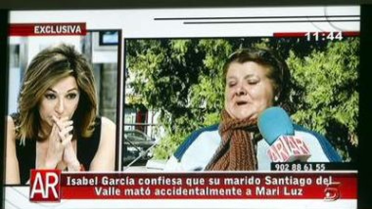 Imagen tomada de un monitor de TV de la mujer de Santiago del Valle, Isabel García.