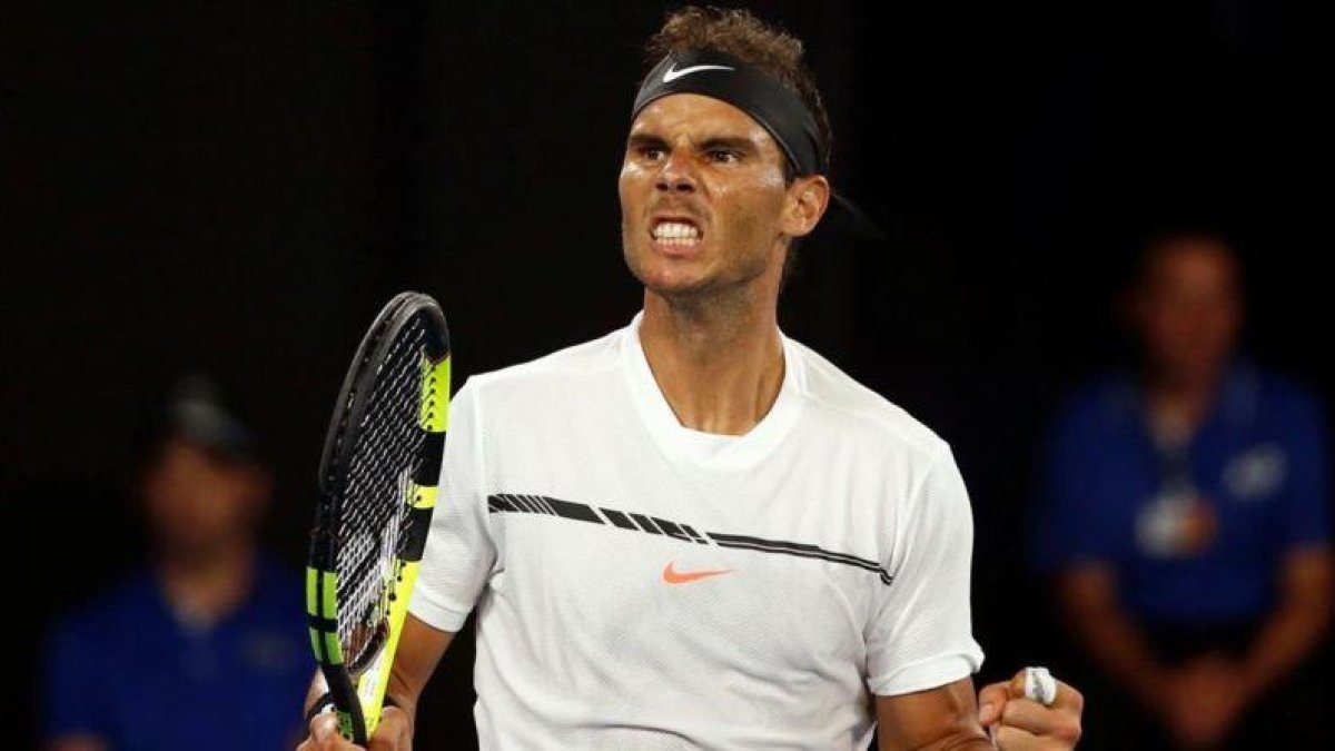 Nadal celebrando un punto en la final de Australia.
