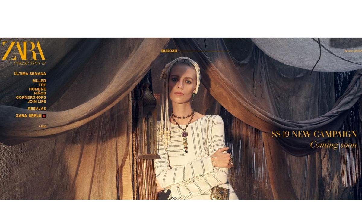 Imagen de la tienda on line de Zara, donde muestra un look de la nueva colección