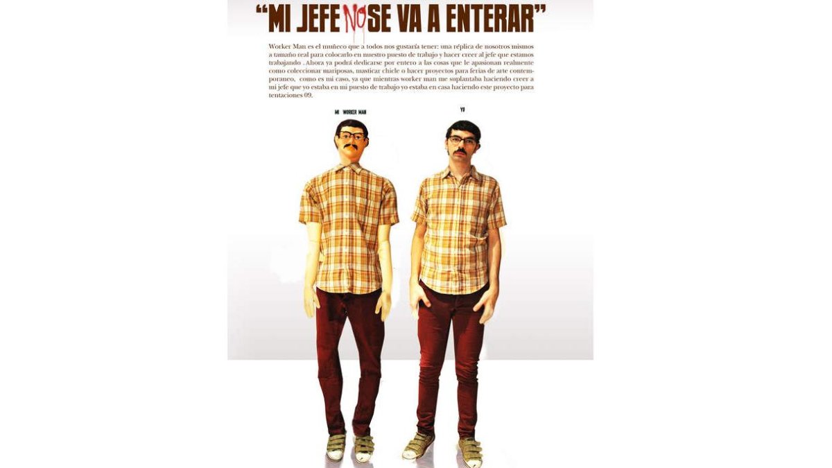 De arriba abajo, ilustración para Heineken, Notario integrado en una de sus obras, el ‘Cover Dough Holes’, que rellena los vacíos de tu vida y cartel publicitario que el artista leonés realizó para Cruzcampo.