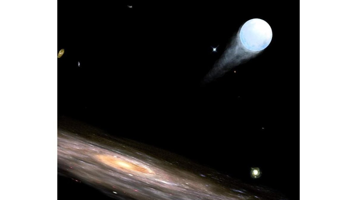 Imagen de una estrella expulsada al espacio tras estar cerca de un agujero negro. cfa