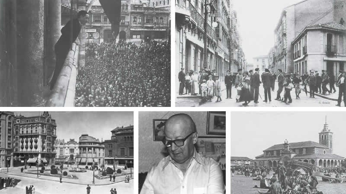 Miguel Castaño proclamando la República, la calle Ancha y Santo Domingo, Pepe Gracia y una romería en La Virgen del Camino. (Click sobre la imagen para ampliar)