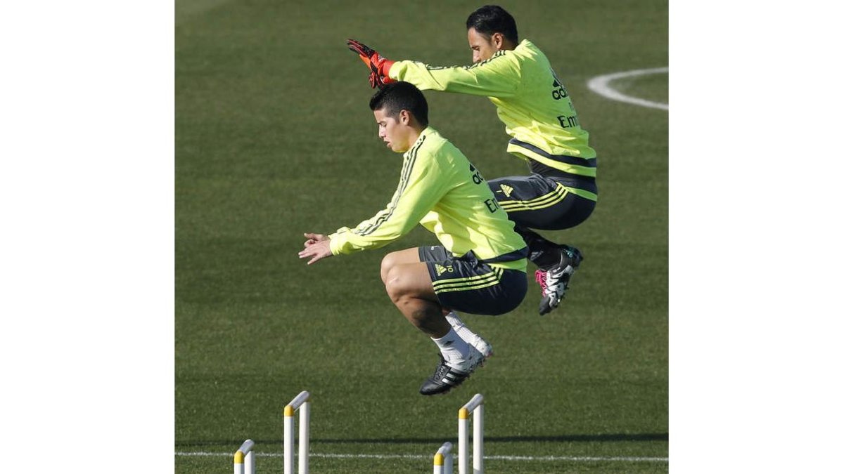 James, durante el entrenamiento del Real Madrid.