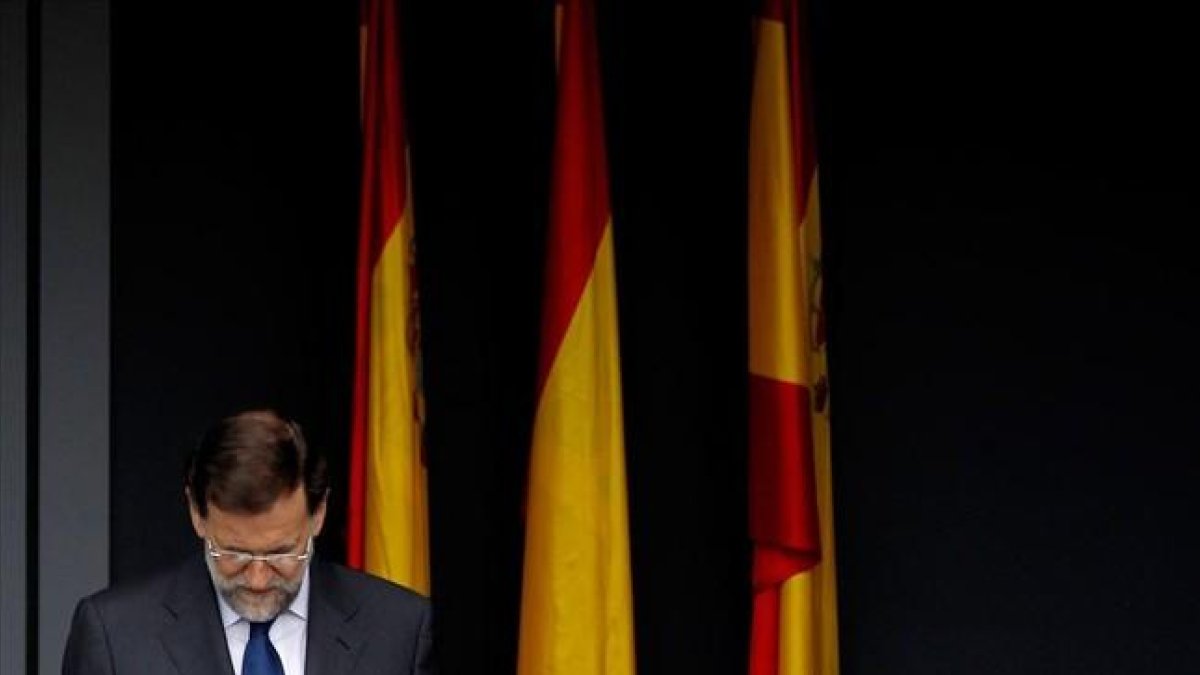 El presidente Mariano Rajoy, en un reciente homenaje a la bandera española