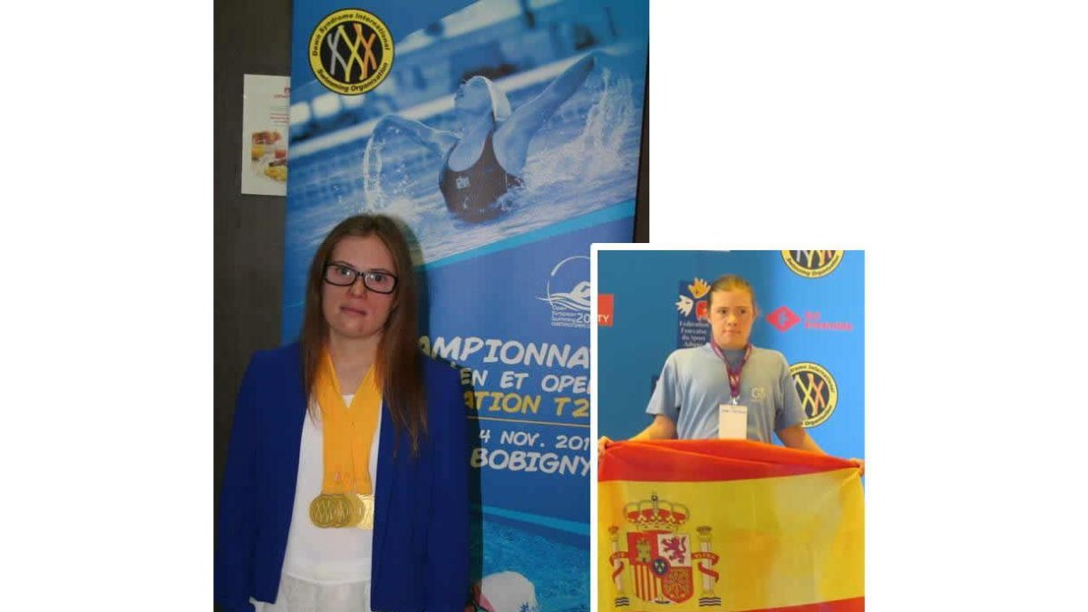 Camino Martínez de la Riva con las cinco medallas de oro. DL