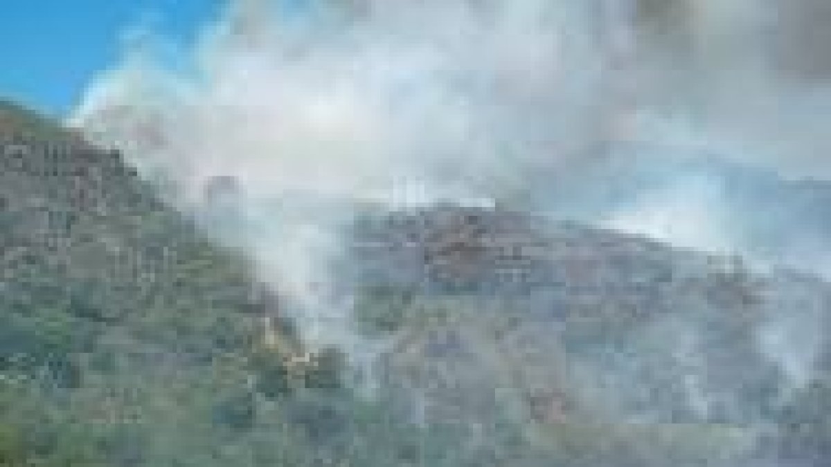 El fuego devoró un centenar de hectáreas en San Pedro de Paradela (Fabero) el pasado sábado
