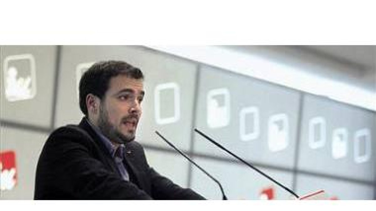 El candidato de IU a las elecciones generales, este sábado, en Madrid.