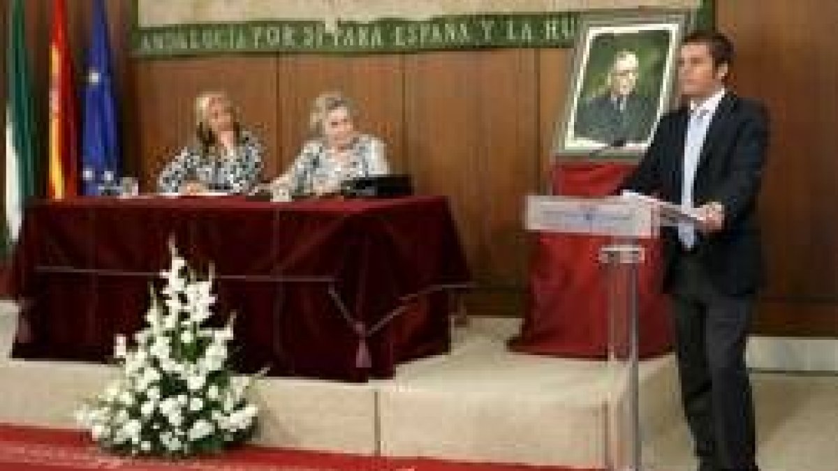 El biznieto de Blas Infante, Javier del Mar, durante su intervención
