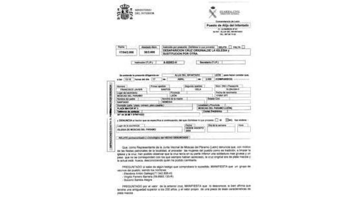 Copias de las denuncias presentadas a raíz del caso