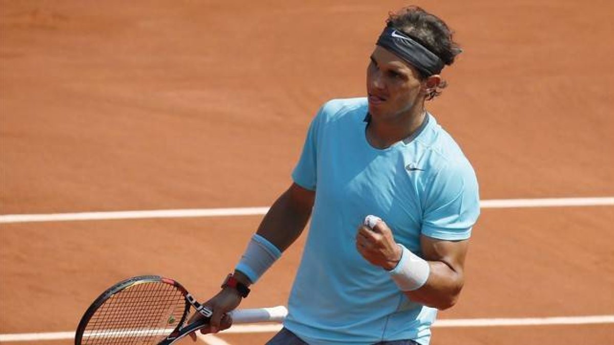 Nadal celebra un punto durante su partido de tercera ronda ante Mayer.