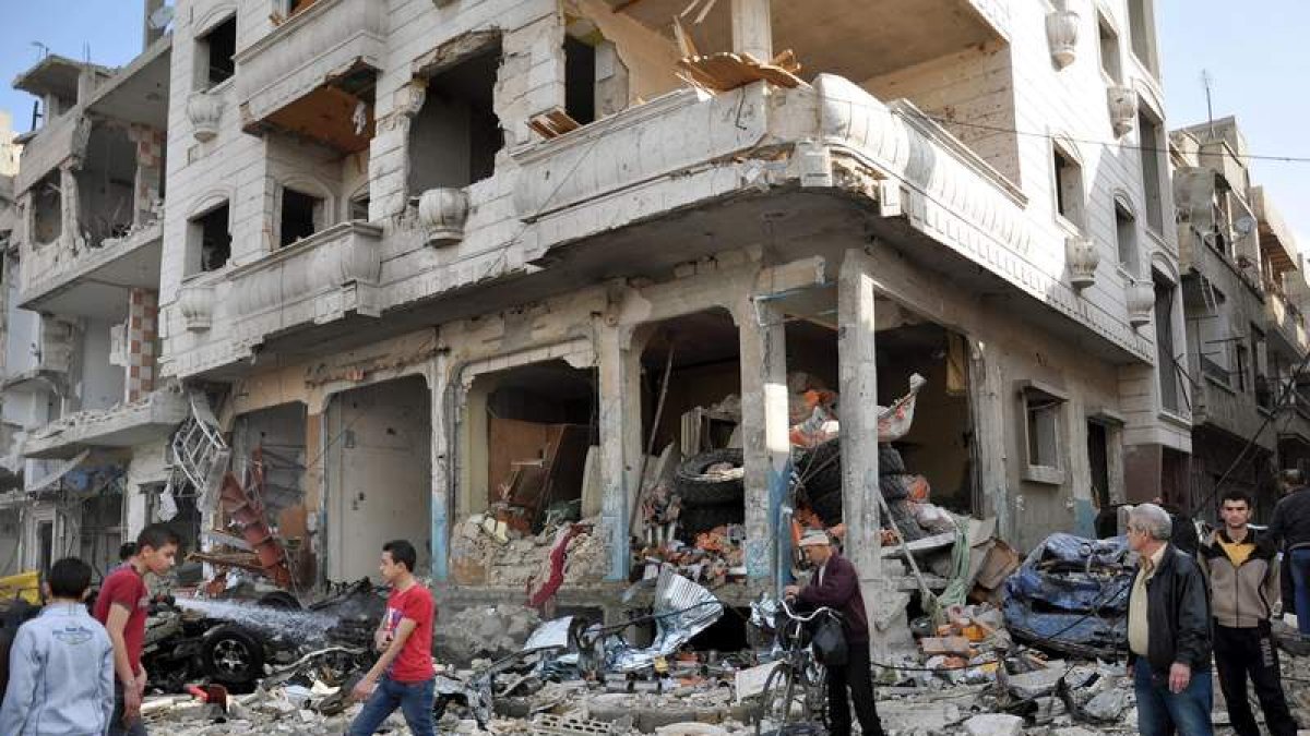 Lugar en el que tuvo lugar un atentado en Homs. efe