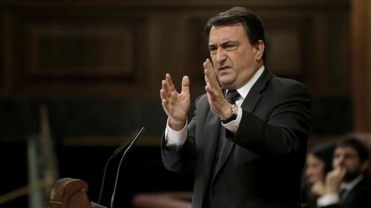 El portavoz del PNV, Aitor Esteban, este miércoles en el Congreso.