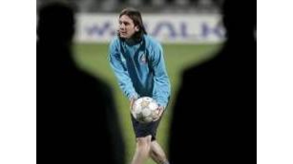 Messi durante el entrenamiento previo al partido de esta noche