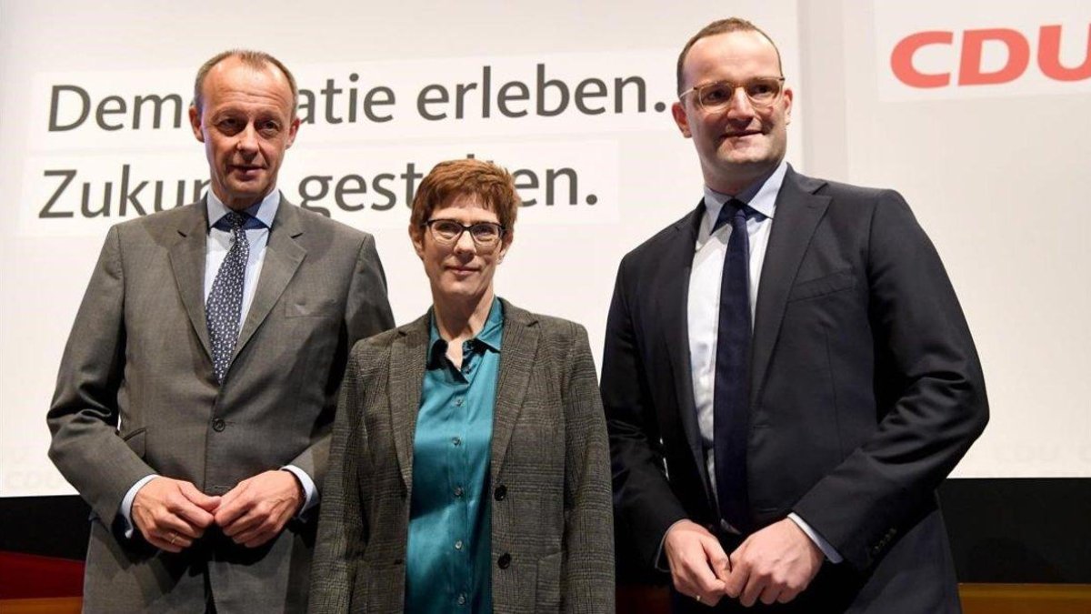 De izquerda a derecha Friedrich Merz, Annegret Kramp-Karrenbauer y Jens Spahn