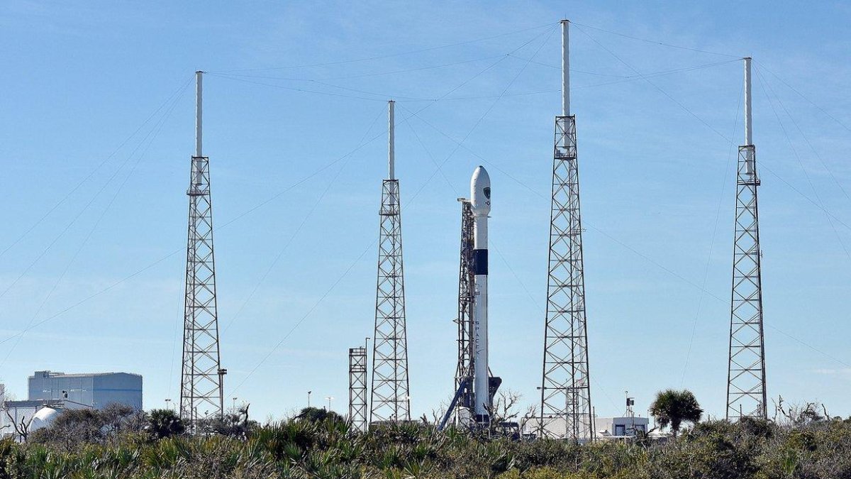 The SpaceX Falcon 9 rocket  scheduled to launch a U S  Air Force navigation satellite  sits on Launch Complex 40 after the launch was postponed after an abort procedure was triggered by the onboard flight computer  at Cape Canaveral