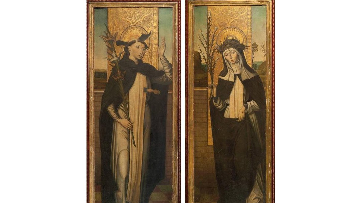 Estos dos óleos del siglo XVI representan a San Pedro Mártir y a Santa Catalina de Siena.