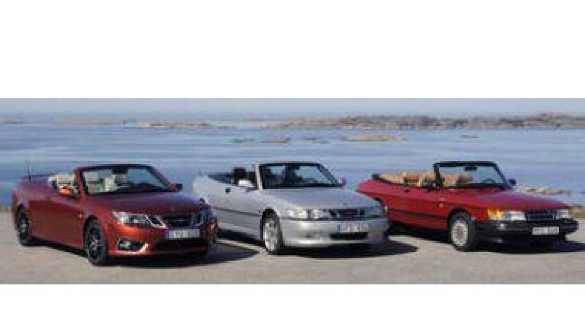 Las tres generaciones de Saab Cabrio realizadas hasta la fecha.
