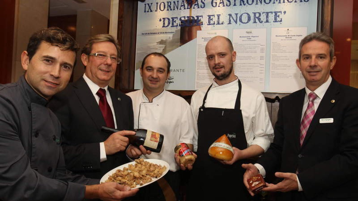 Los cocineros, en un momento de la presentación de las jornadas de El Corte Inglés.