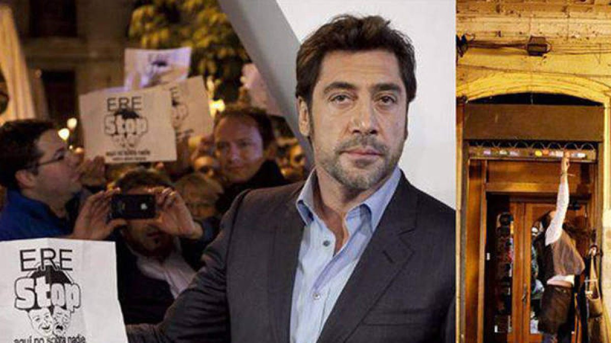 Javier Bardem, durante una protesta contra los ERE en una imagen de archivo.