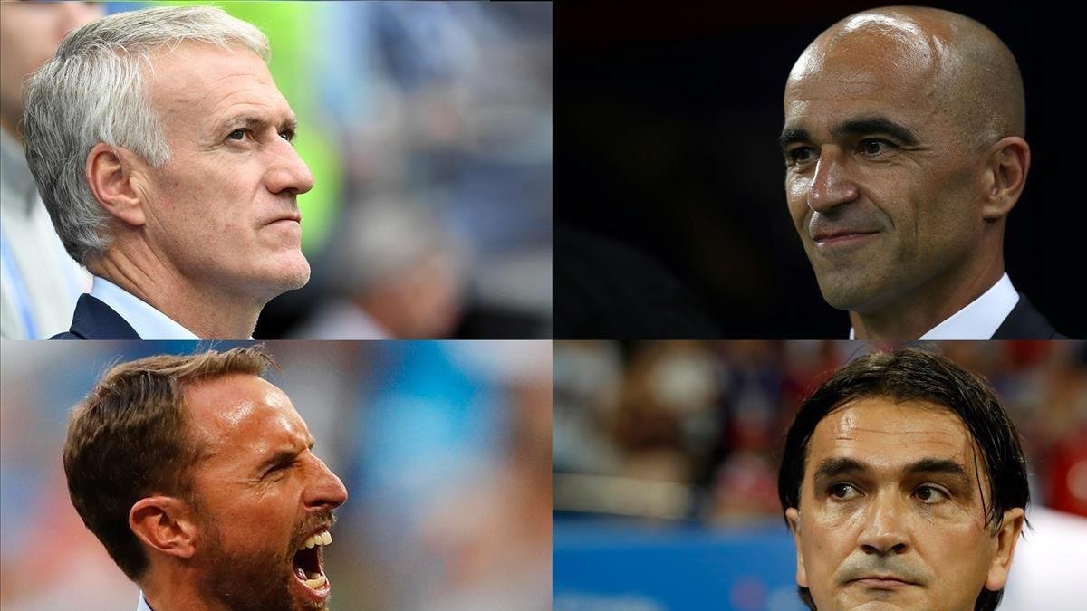 Deschamps (Francia), Martínez (Bélgica), Southgate (Inglaterra) y Dalic (Croacia), en la cima de la Copa del Mundo.