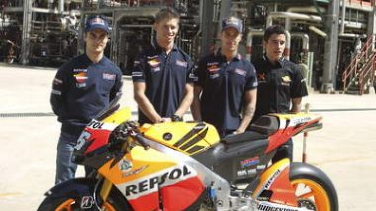 Pedrosa, Stoner, Dovizioso y Marc Márquez, con la Honda.