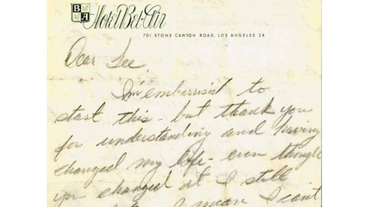 Detalle de la carta de Marilyn