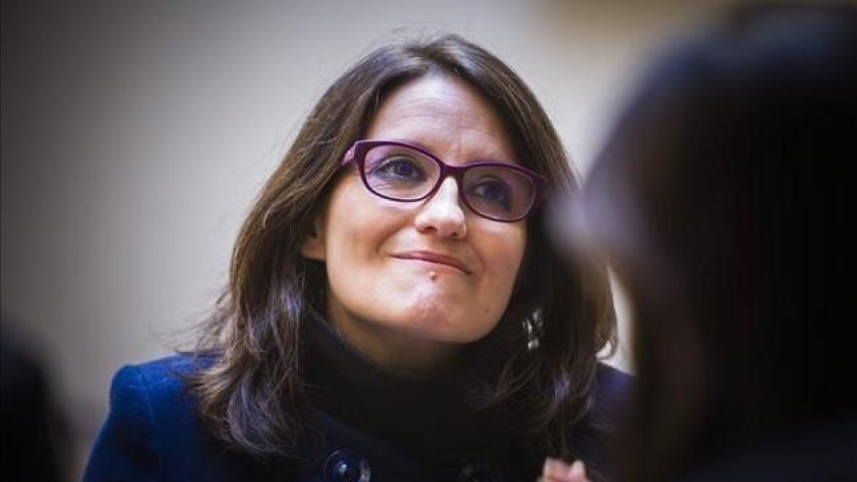 La vicepresidenta de la Generalitat valenciana, Mónica Oltra, en una rueda de prensa el pasado 20 de enero
