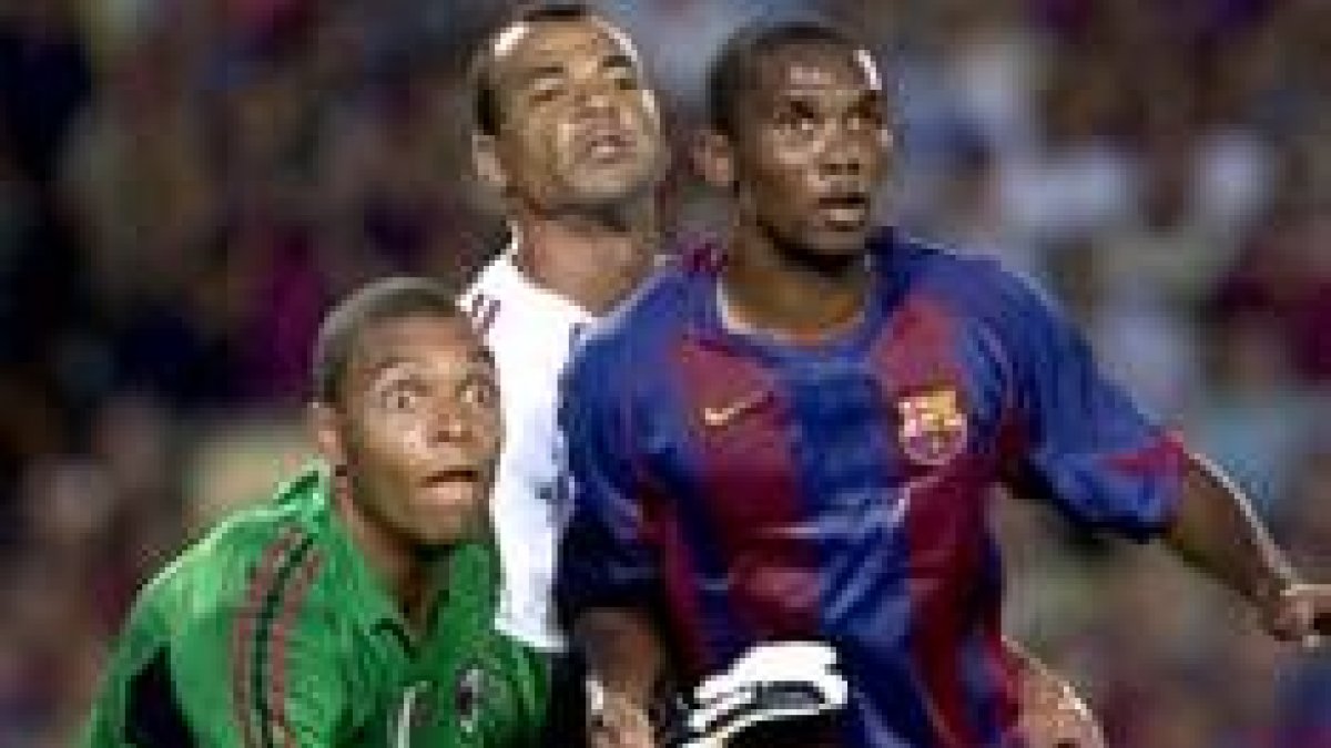 Eto'o durante uno de los partidos de la pretemporada blaugrana