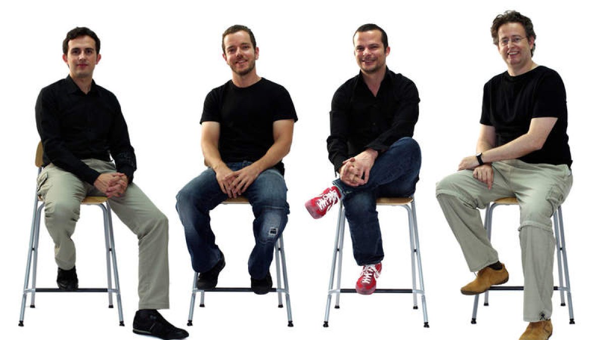 Los socios fundadores de la empresa Little Room, dedicada a sacar adelante producciones propias, los leoneses Juan Carlos Mostaza y Pablo López, Christian Pulido y Manu Ruperez.