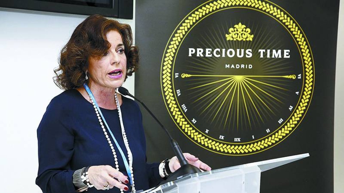 La alcaldesa de Madrid, Ana Botella, durante su intervención de ayer en la feria internacional de turismo.